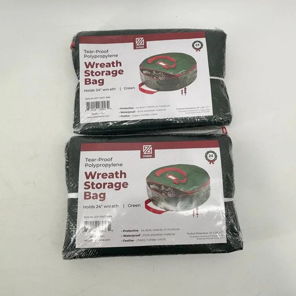 (2) Zober Wreath Storage Bag Holds 24